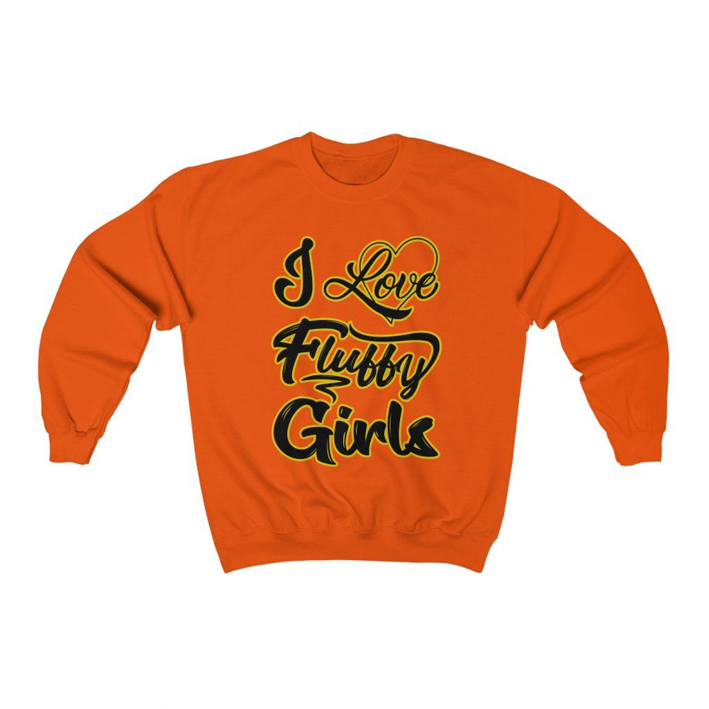 I Love Fluffy Girls Small-5xL Unisex Heavy Blend™ Crewneck Sweatshirt Sweatshirt Printify Orange S 