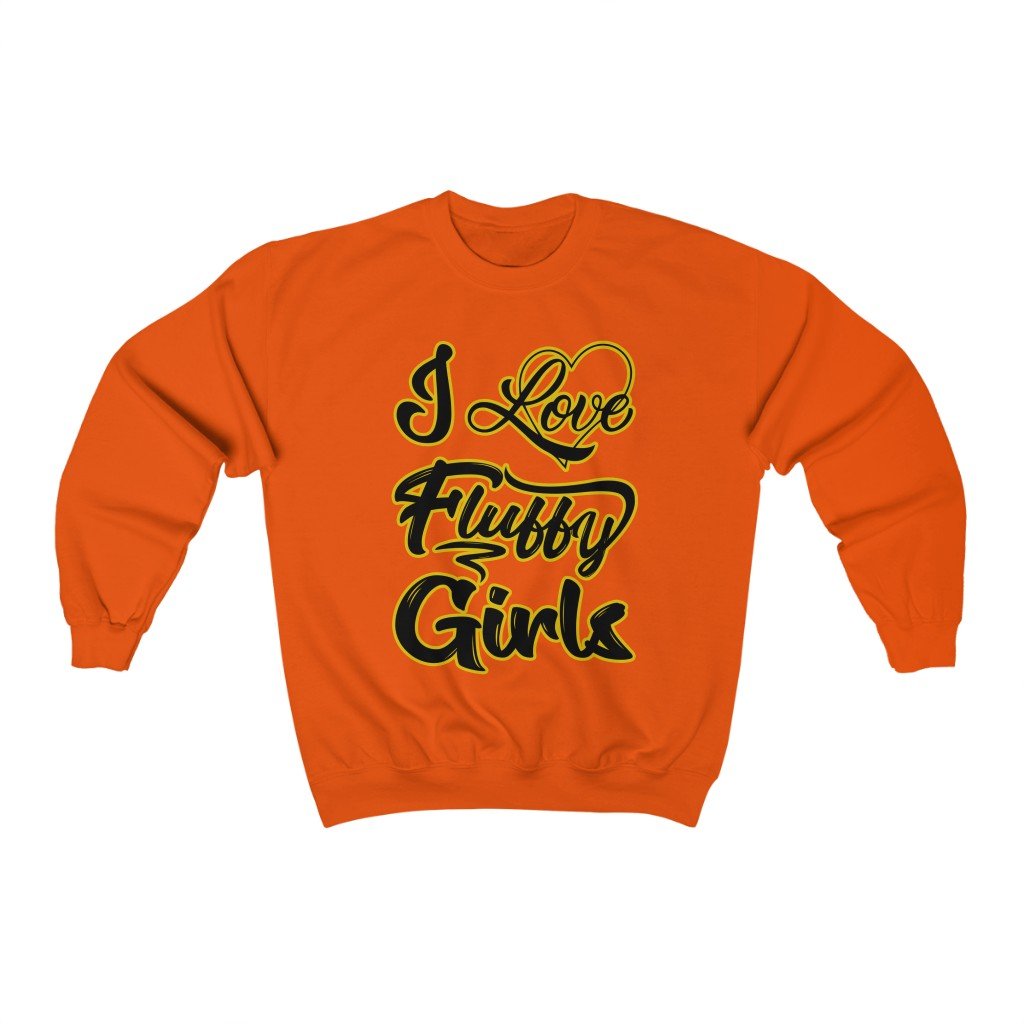 I Love Fluffy Girls Small-5xL Unisex Heavy Blend™ Crewneck Sweatshirt Sweatshirt Printify Orange S 