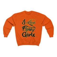 I Love Fluffy Girls Small-5xL Unisex Heavy Blend™ Crewneck Sweatshirt Sweatshirt Printify Orange S 