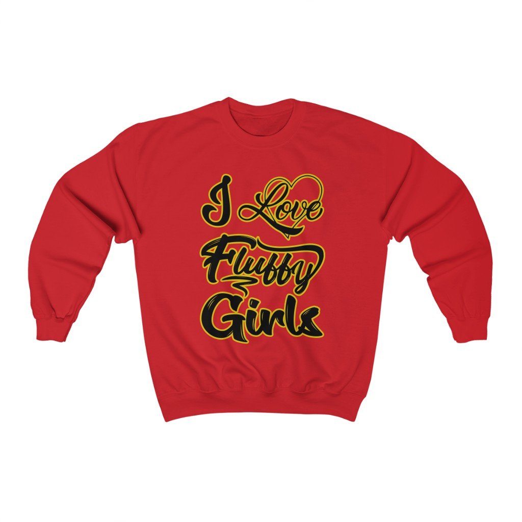 I Love Fluffy Girls Small-5xL Unisex Heavy Blend™ Crewneck Sweatshirt Sweatshirt Printify Red S 
