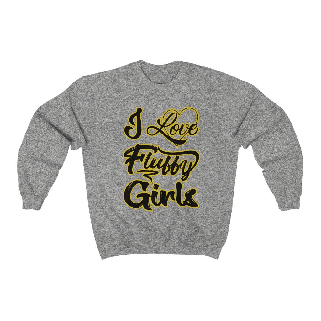 I Love Fluffy Girls Small-5xL Unisex Heavy Blend™ Crewneck Sweatshirt Sweatshirt Printify Sport Grey M 
