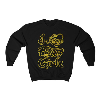 I love Fluffy Girls Unisex Heavy Blend™ Crewneck Sweatshirt Sweatshirt Printify S Black 