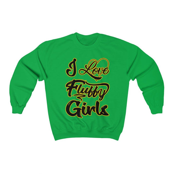 I love Fluffy Girls Unisex Heavy Blend™ Crewneck Sweatshirt Sweatshirt Printify S Irish Green 