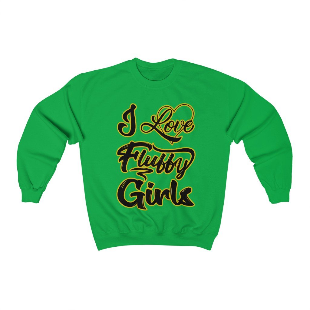 I love Fluffy Girls Unisex Heavy Blend™ Crewneck Sweatshirt Sweatshirt Printify S Irish Green 