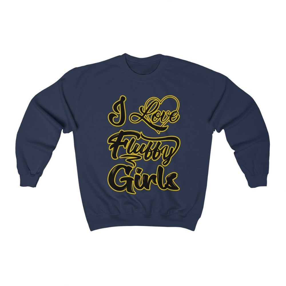 I love Fluffy Girls Unisex Heavy Blend™ Crewneck Sweatshirt Sweatshirt Printify S Navy 