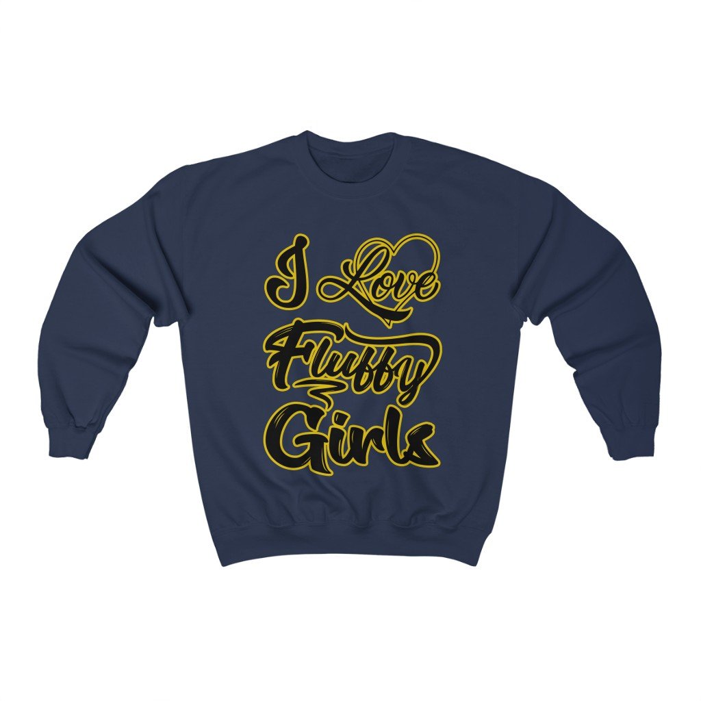I love Fluffy Girls Unisex Heavy Blend™ Crewneck Sweatshirt Sweatshirt Printify S Navy 