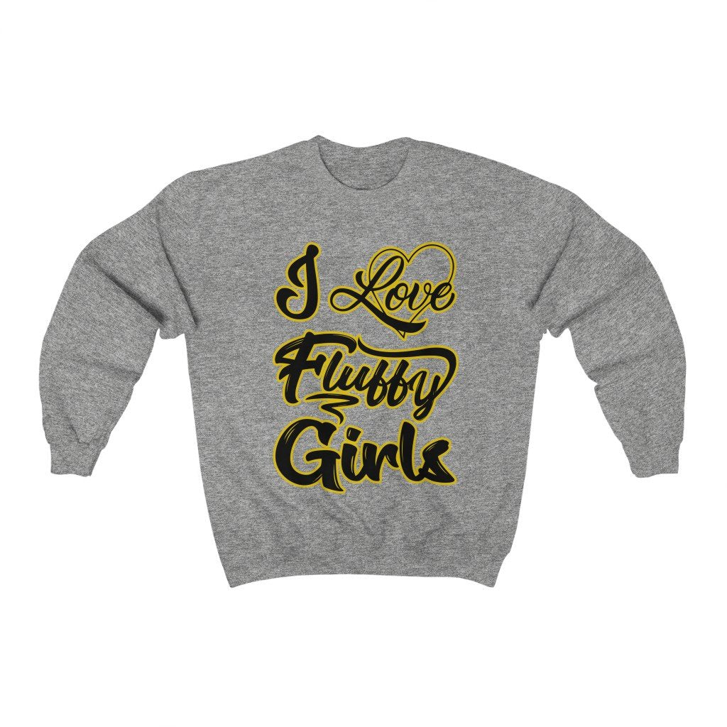 I love Fluffy Girls Unisex Heavy Blend™ Crewneck Sweatshirt Sweatshirt Printify S Sport Grey 