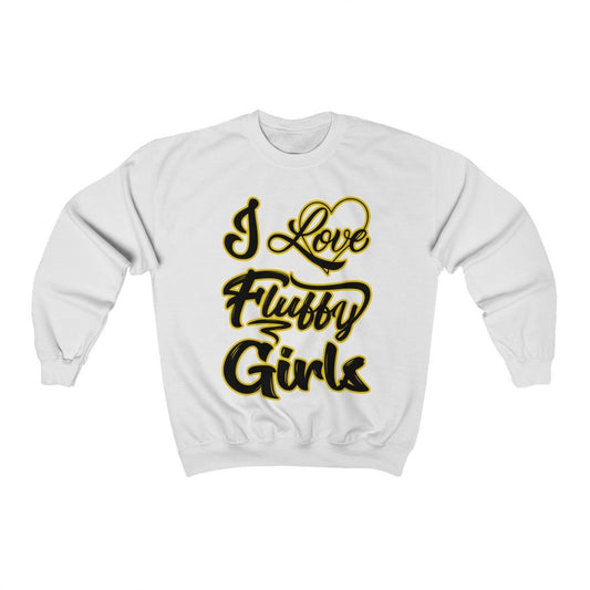 I love Fluffy Girls Unisex Heavy Blend™ Crewneck Sweatshirt Sweatshirt Printify S White 