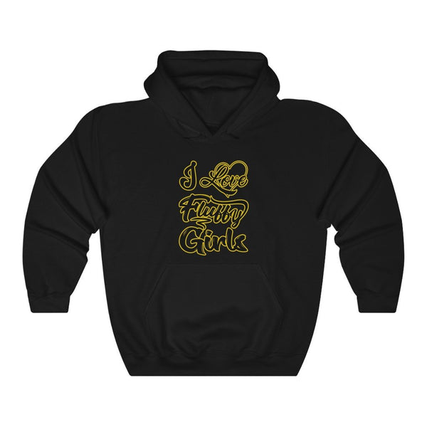 I love Fluffy Girls Unisex Heavy Blend™ Hooded Sweatshirt Hoodie Printify Black S 