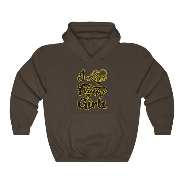 I love Fluffy Girls Unisex Heavy Blend™ Hooded Sweatshirt Hoodie Printify Dark Chocolate S 