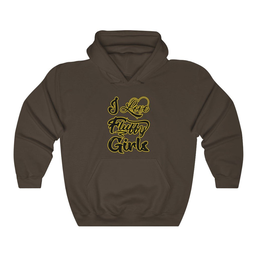I love Fluffy Girls Unisex Heavy Blend™ Hooded Sweatshirt Hoodie Printify Dark Chocolate S 