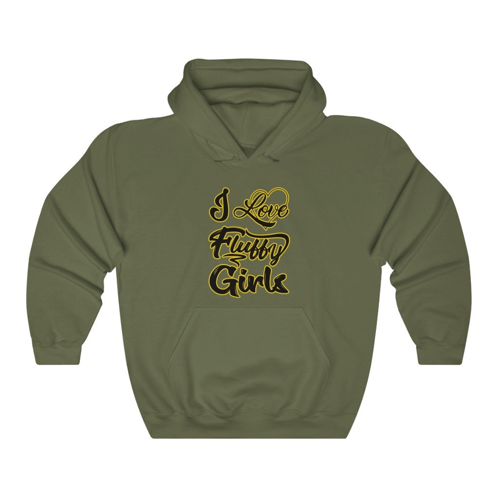 I love Fluffy Girls Unisex Heavy Blend™ Hooded Sweatshirt Hoodie Printify Military Green S 