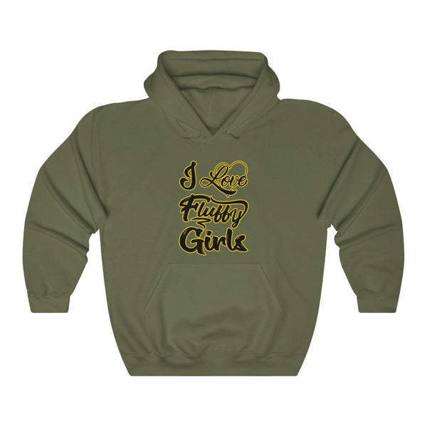 I love Fluffy Girls Unisex Heavy Blend™ Hooded Sweatshirt Hoodie Printify Military Green S 