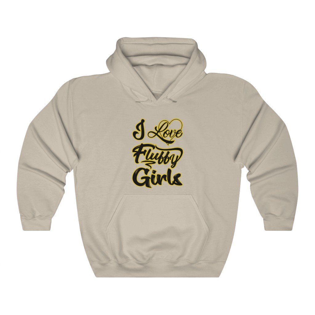 I love Fluffy Girls Unisex Heavy Blend™ Hooded Sweatshirt Hoodie Printify Sand S 