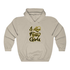 I love Fluffy Girls Unisex Heavy Blend™ Hooded Sweatshirt Hoodie Printify Sand S 