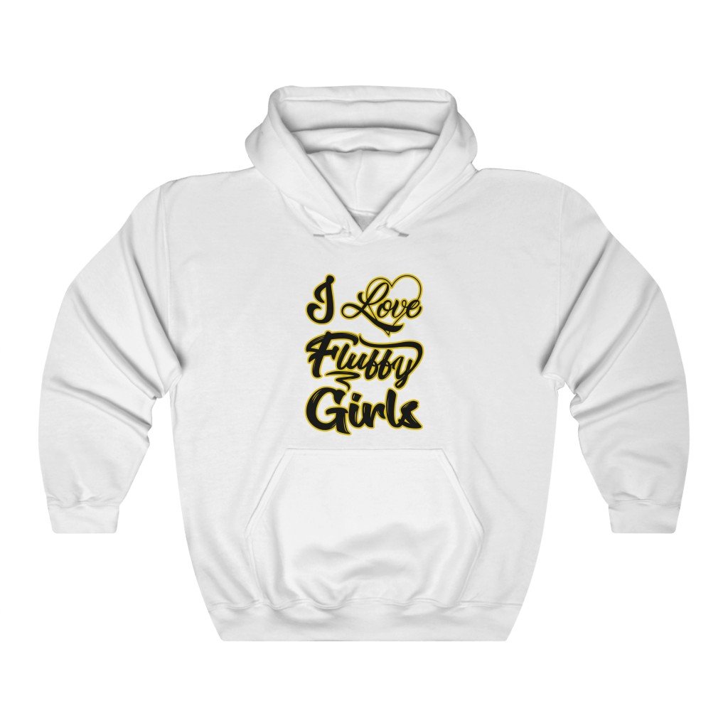 I love Fluffy Girls Unisex Heavy Blend™ Hooded Sweatshirt Hoodie Printify White S 