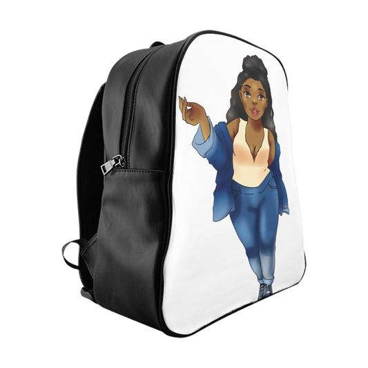 Lady in Blue Backpack Bags Printify 