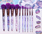 Live Sell Purple 10 Piece Crystal Makeup Brush Set PHYSICAL My Beautiful Fluff 