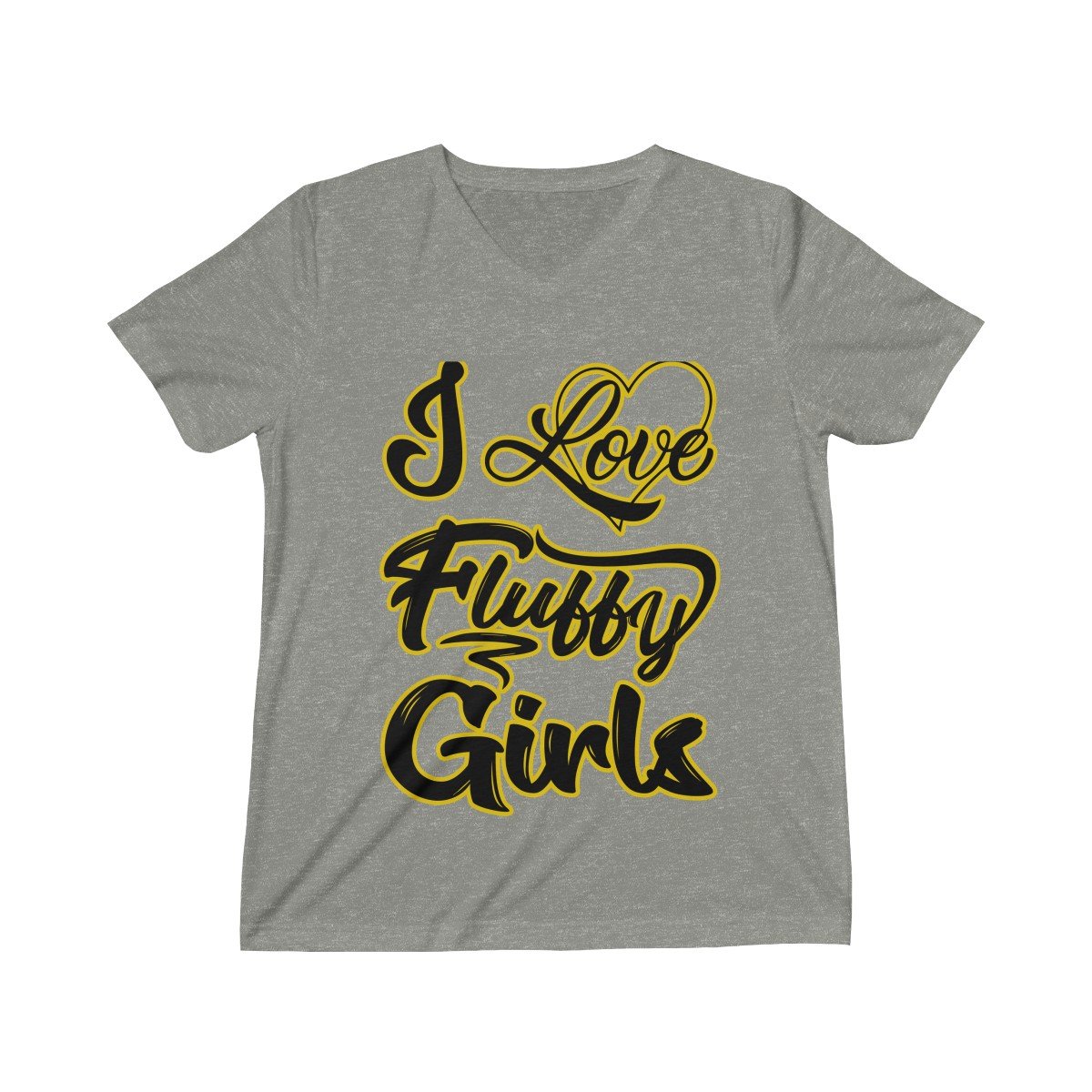 Men’s I love Fluffy Girls Triblend Short Sleeve V-Neck Tee V-neck Printify Grey TriBlend XS 
