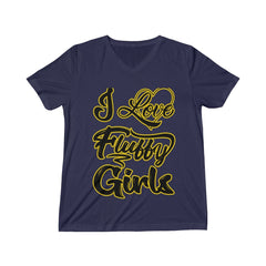Men’s I love Fluffy Girls Triblend Short Sleeve V-Neck Tee V-neck Printify Navy TriBlend XS 