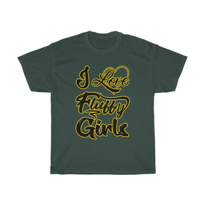 Men’s Round Neck I love Fluffy Girls Heavy Cotton Tee T-Shirt Printify Forest Green S 