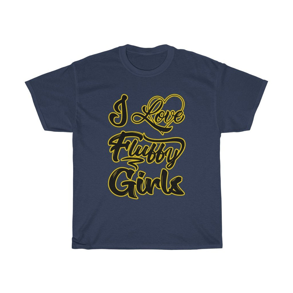Men’s Round Neck I love Fluffy Girls Heavy Cotton Tee T-Shirt Printify Navy S 