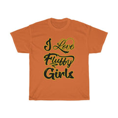 Men’s Round Neck I love Fluffy Girls Heavy Cotton Tee T-Shirt Printify Orange S 