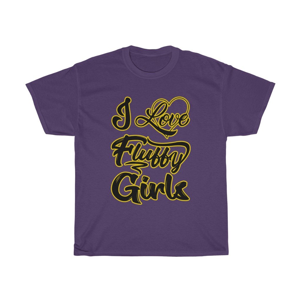 Men’s Round Neck I love Fluffy Girls Heavy Cotton Tee T-Shirt Printify Purple S 