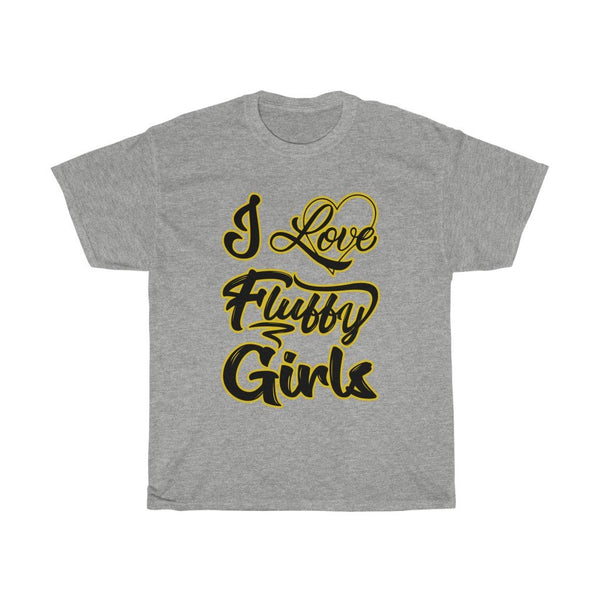 Men’s Round Neck I love Fluffy Girls Heavy Cotton Tee T-Shirt Printify Sport Grey S 