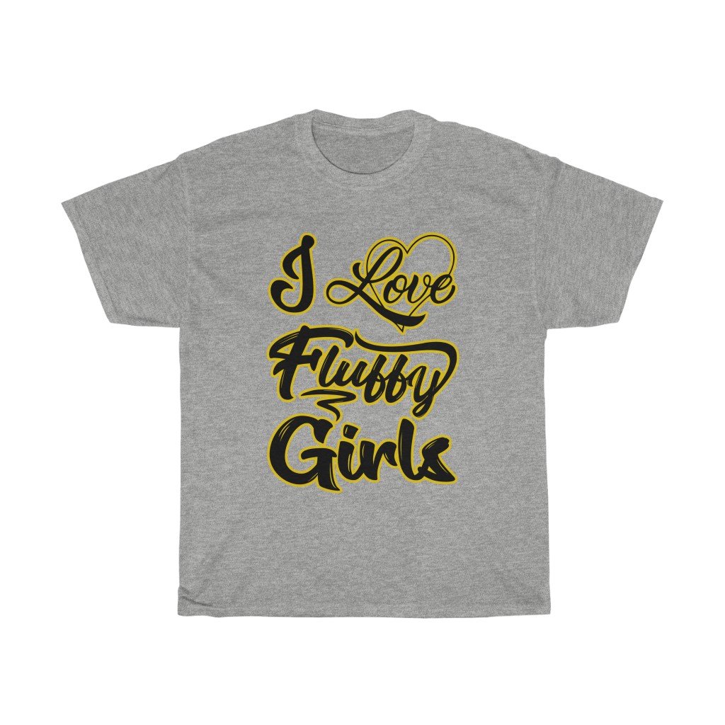 Men’s Round Neck I love Fluffy Girls Heavy Cotton Tee T-Shirt Printify Sport Grey S 