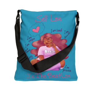 My Beautiful Fluff Adjustable Tote Bag in Turquoise Bags Printify 