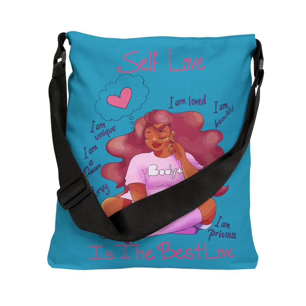My Beautiful Fluff Adjustable Tote Bag in Turquoise Bags Printify 