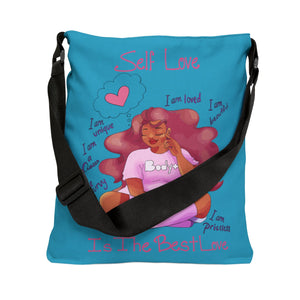 My Beautiful Fluff Adjustable Tote Bag in Turquoise Bags Printify 