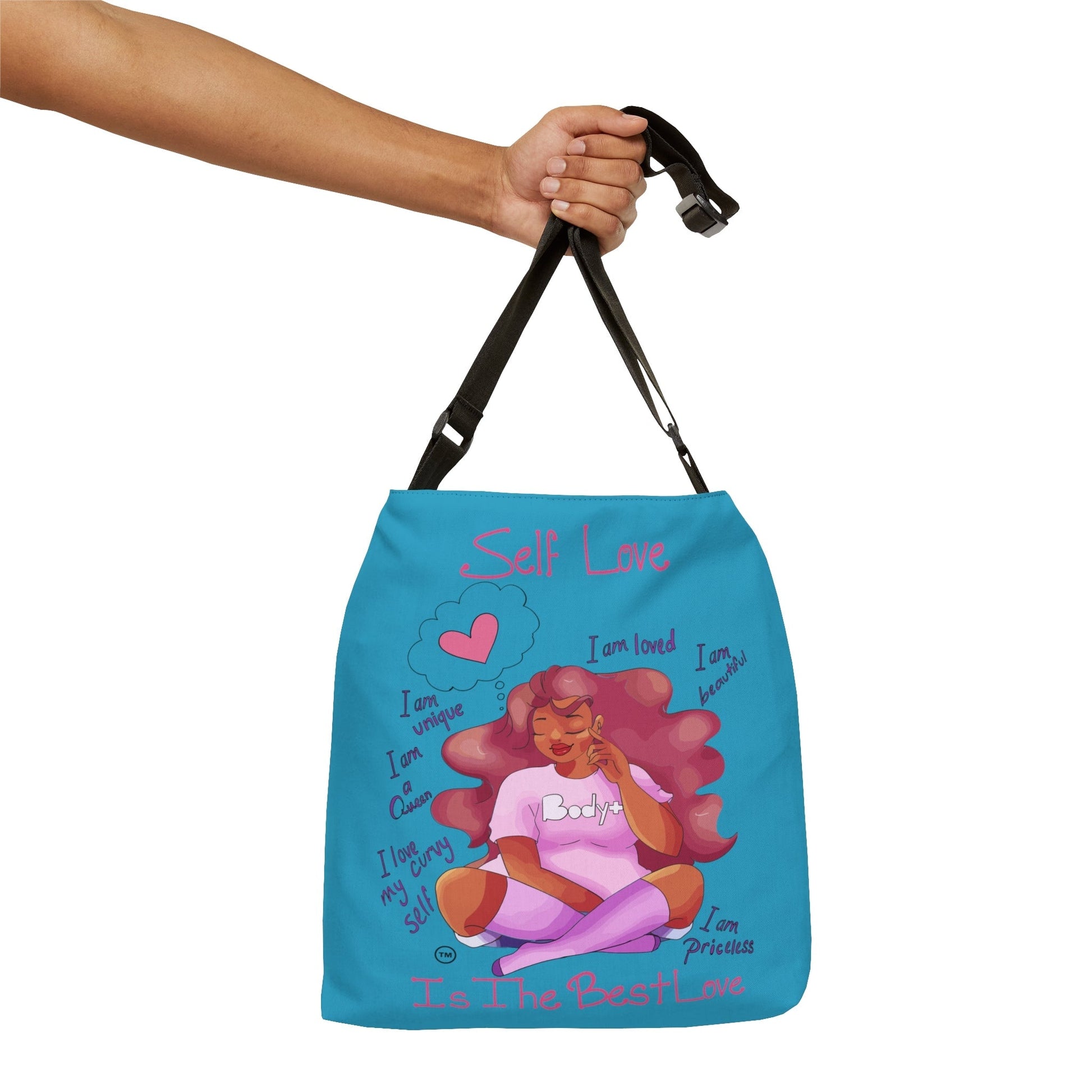 My Beautiful Fluff Adjustable Tote Bag in Turquoise Bags Printify 